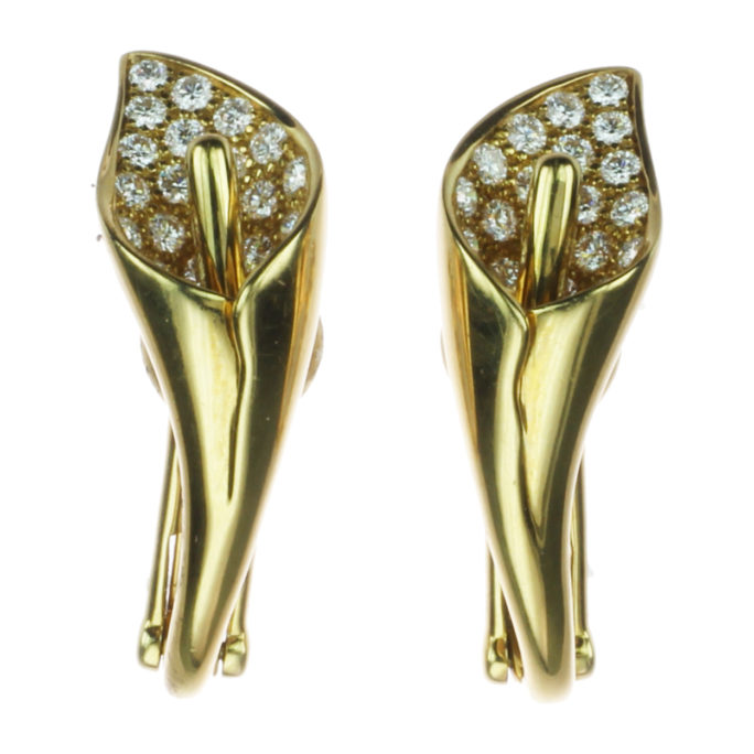 Asprey 18k Gold and Diamond Earrings Front