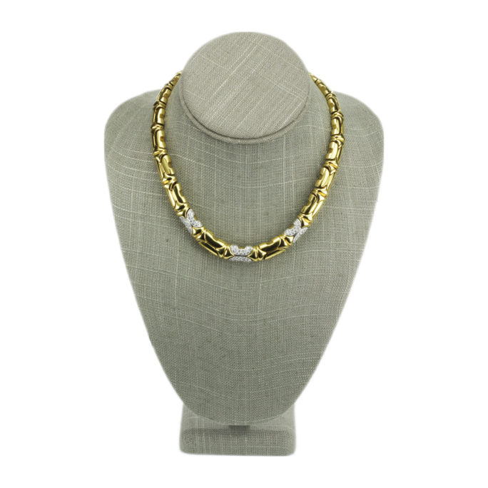 Bulgari 18k Gold and Diamond Necklace Front