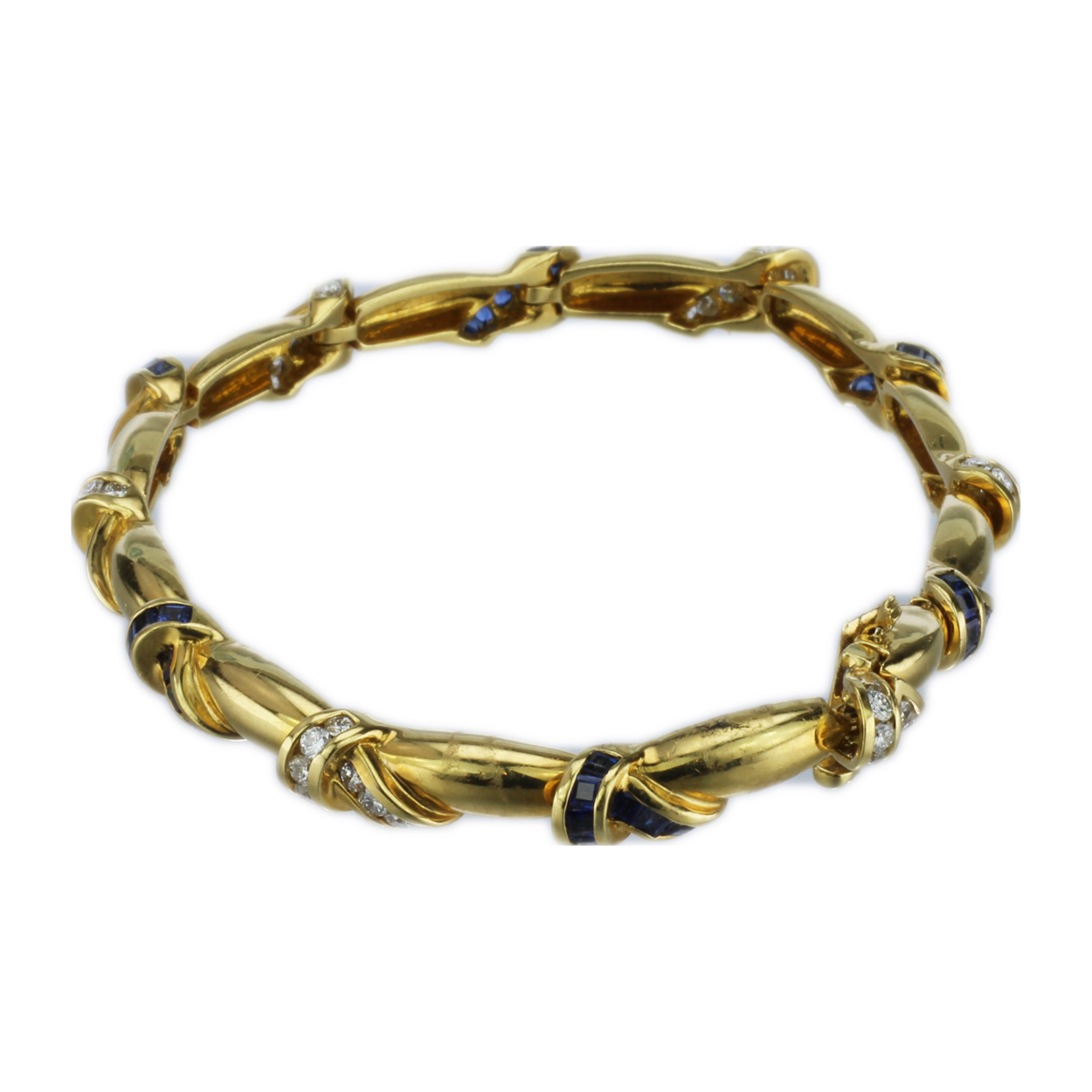Charles Krypell 18k Gold Sapphire and Diamond Bracelet Size
