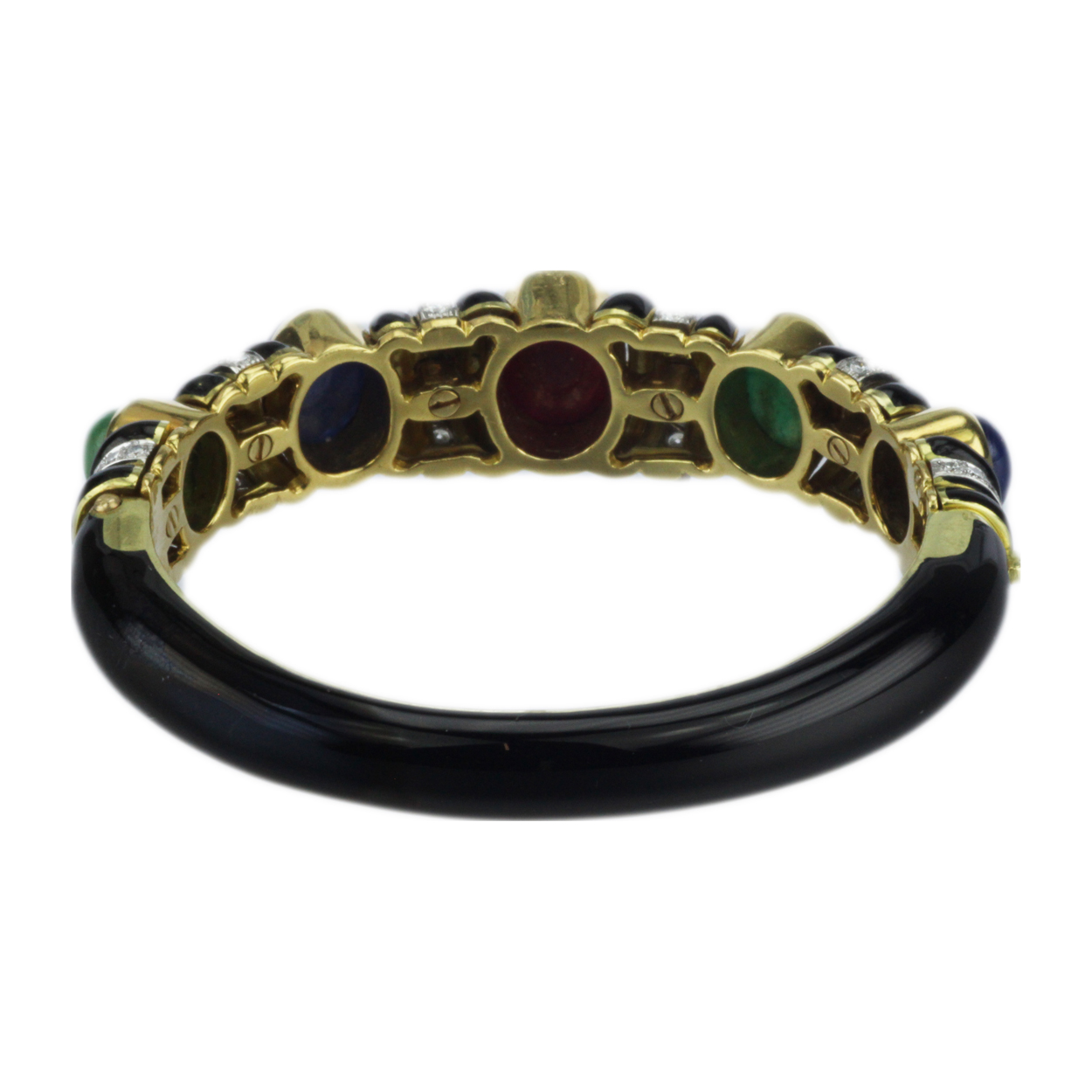 David Webb 18k Gold Diamond Ruby Sapphire and Emerald Bracelet Four