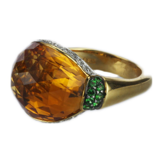 Gadi 18k Gold Citrine and Green Garnet Ring Main