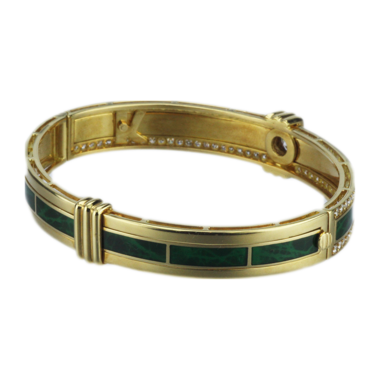 Korloff 18k Gold Diamond and Green Enamel Cuff Bracelet Five