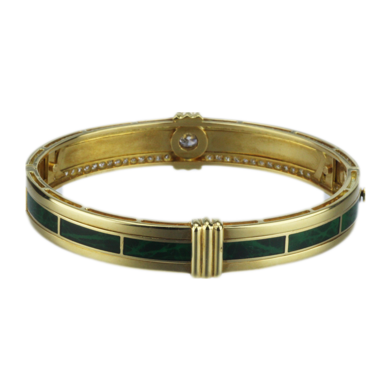 Korloff 18k Gold Diamond and Green Enamel Cuff Bracelet Four