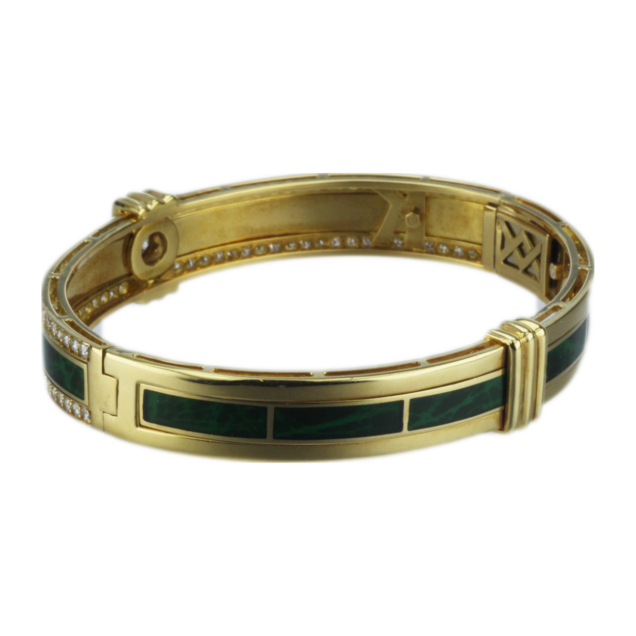 Korloff 18k Gold Diamond and Green Enamel Cuff Bracelet Three