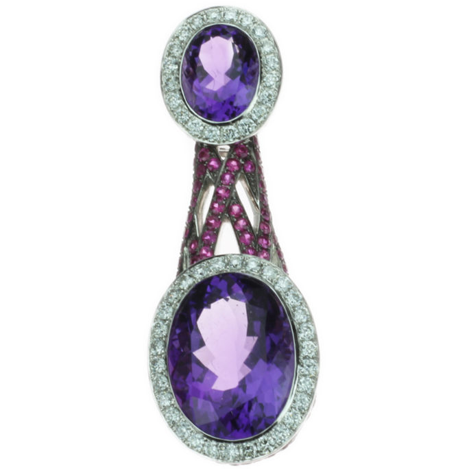 Asprey 18kt White Gold Amethyst and Diamond Pendant