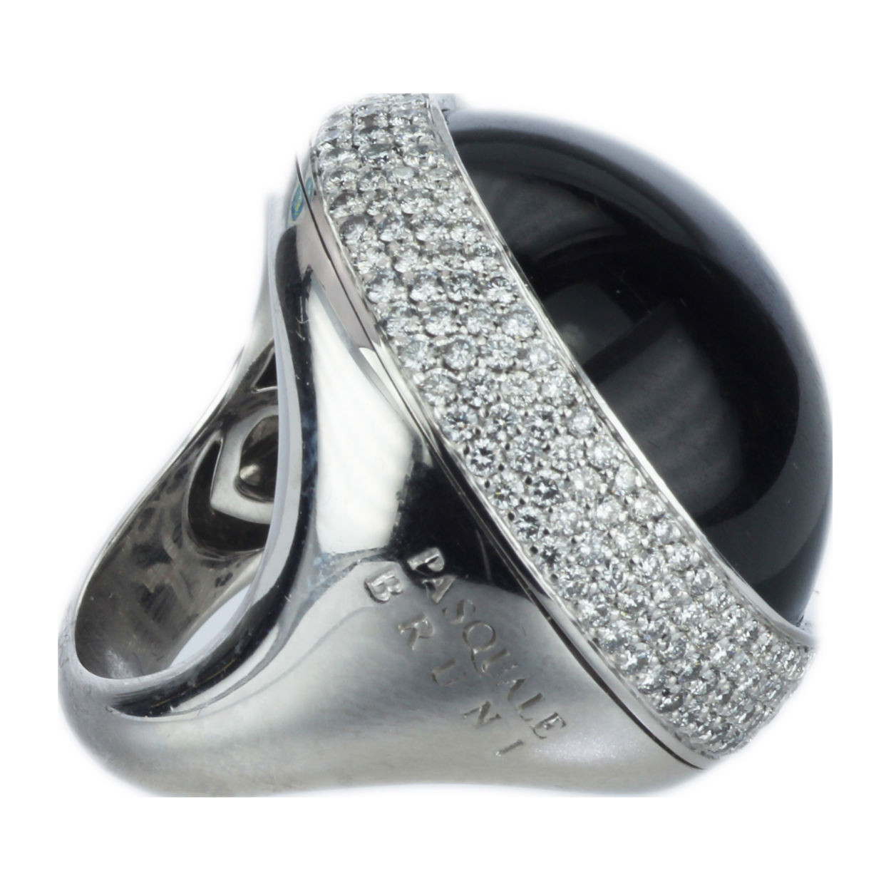Pasquale Bruni 18k Gold Black Tigers Eye and Diamond Ring Five
