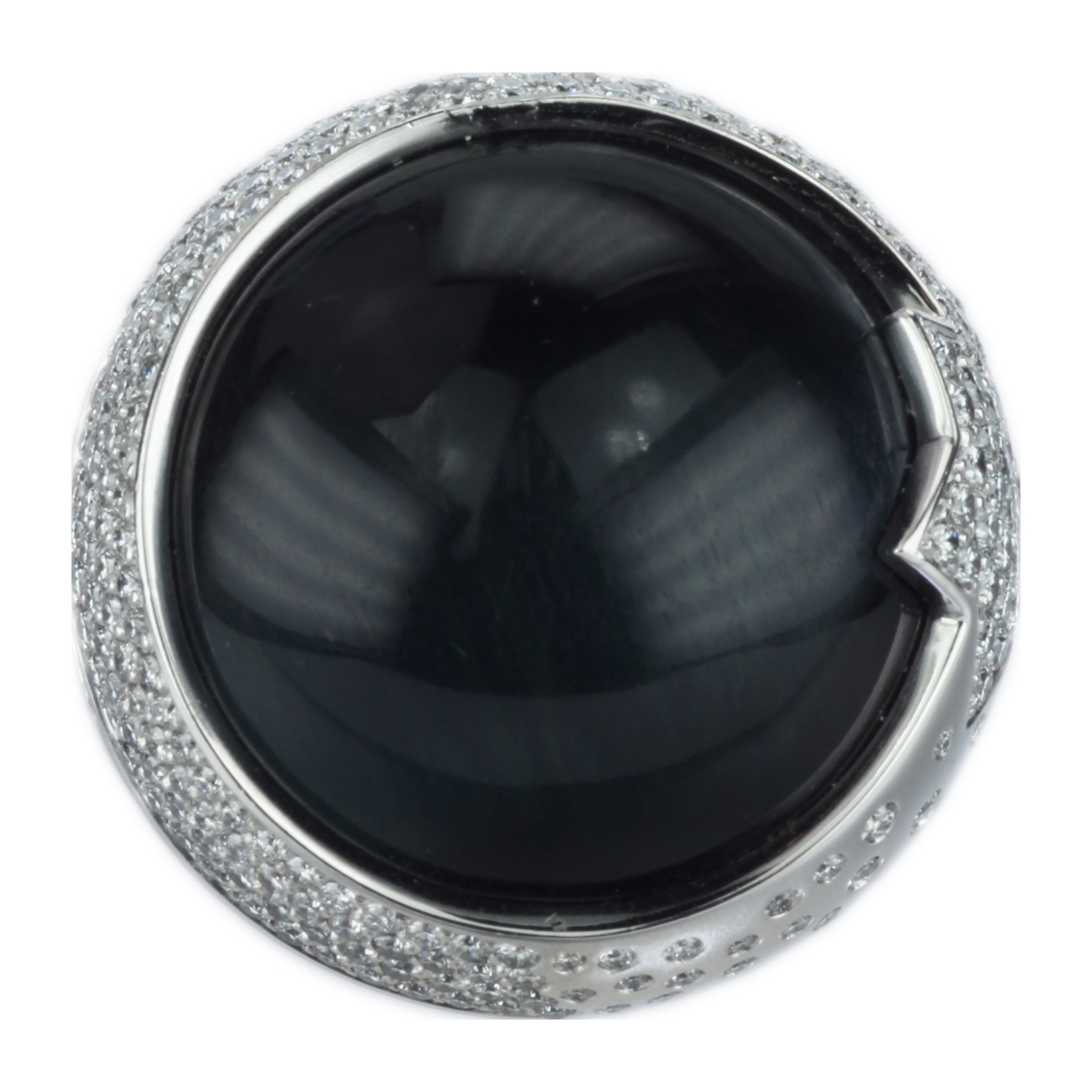 Pasquale Bruni 18k Gold Black Tigers Eye and Diamond Ring Front