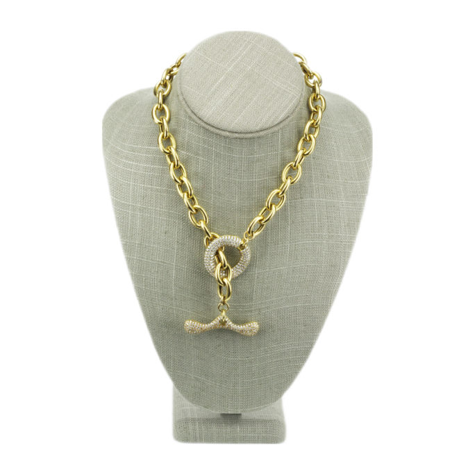 Robert Lee Morris Diamond and 18k Gold Necklace Front