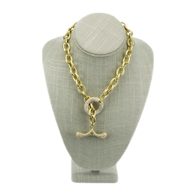 Robert Lee Morris Diamond and 18k Gold Necklace Front