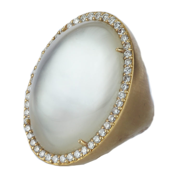 Roberto Coin 18k Gold White Crystal and Diamond Ring Main
